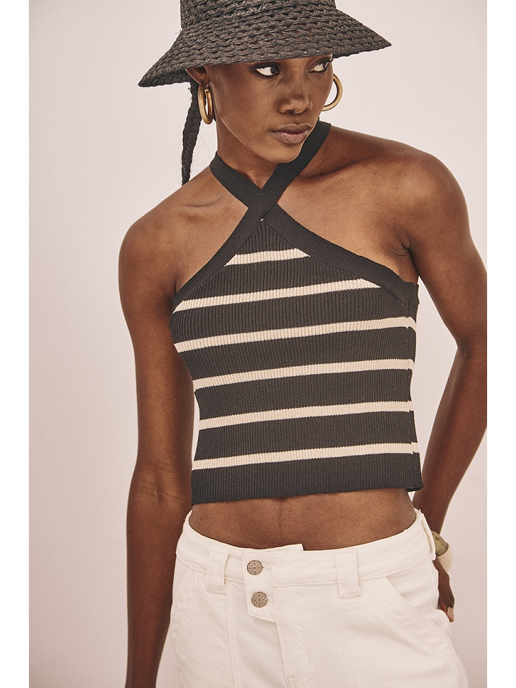 TOP PUNTO VISCOSA TIRANTES HALTER RAYADO