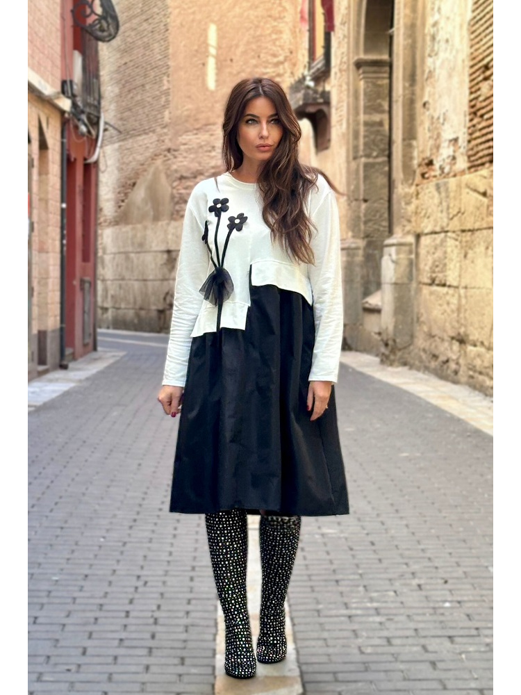 VESTIDO BICOLOR FLORES
