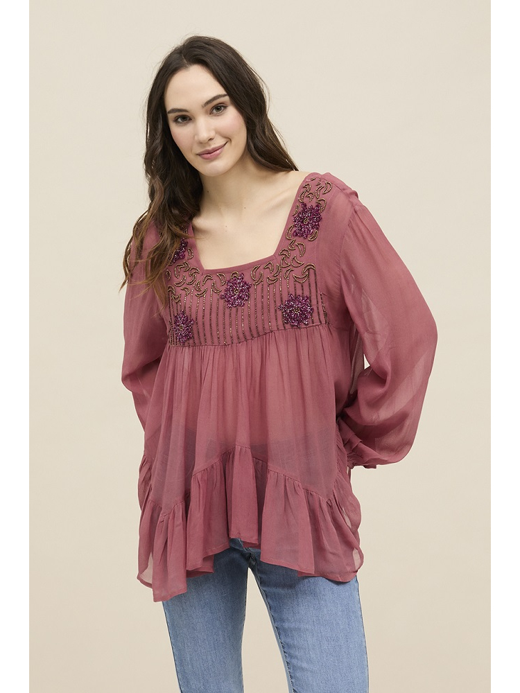 BLUSA GASA BORDADA CON ABALORIOS 2
