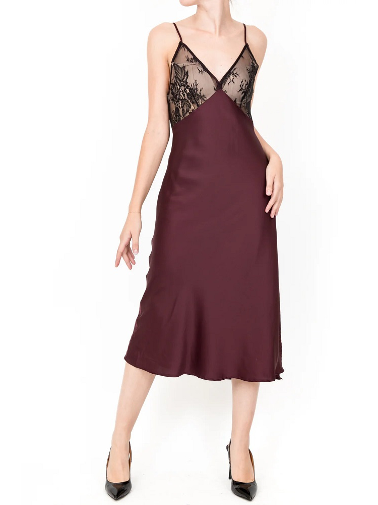 VESTIDO SATEN CON ENCAJE