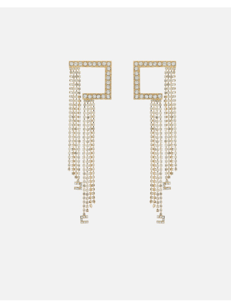 PENDIENTES LOGO METAL PLATEADO CON COLGA