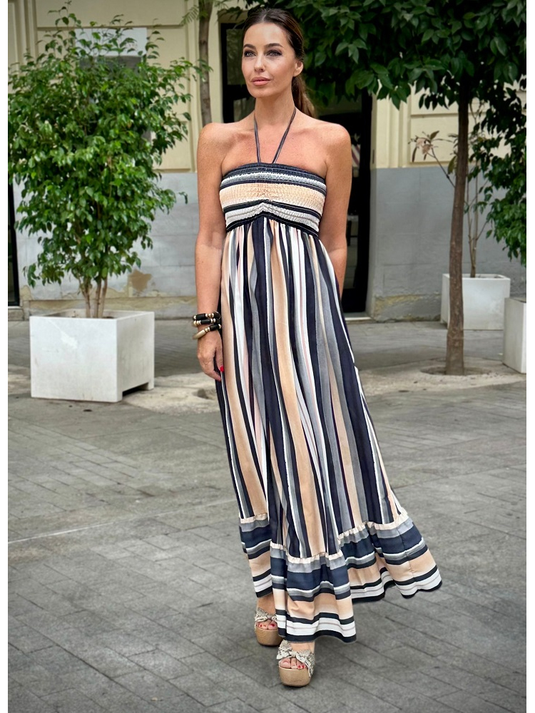 VESTIDO LARGO RAYAS TIRANTE