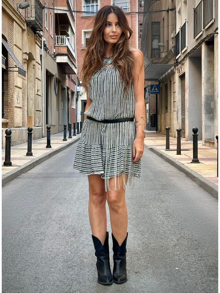 VESTIDO CORTO RAYAS TIRANTES