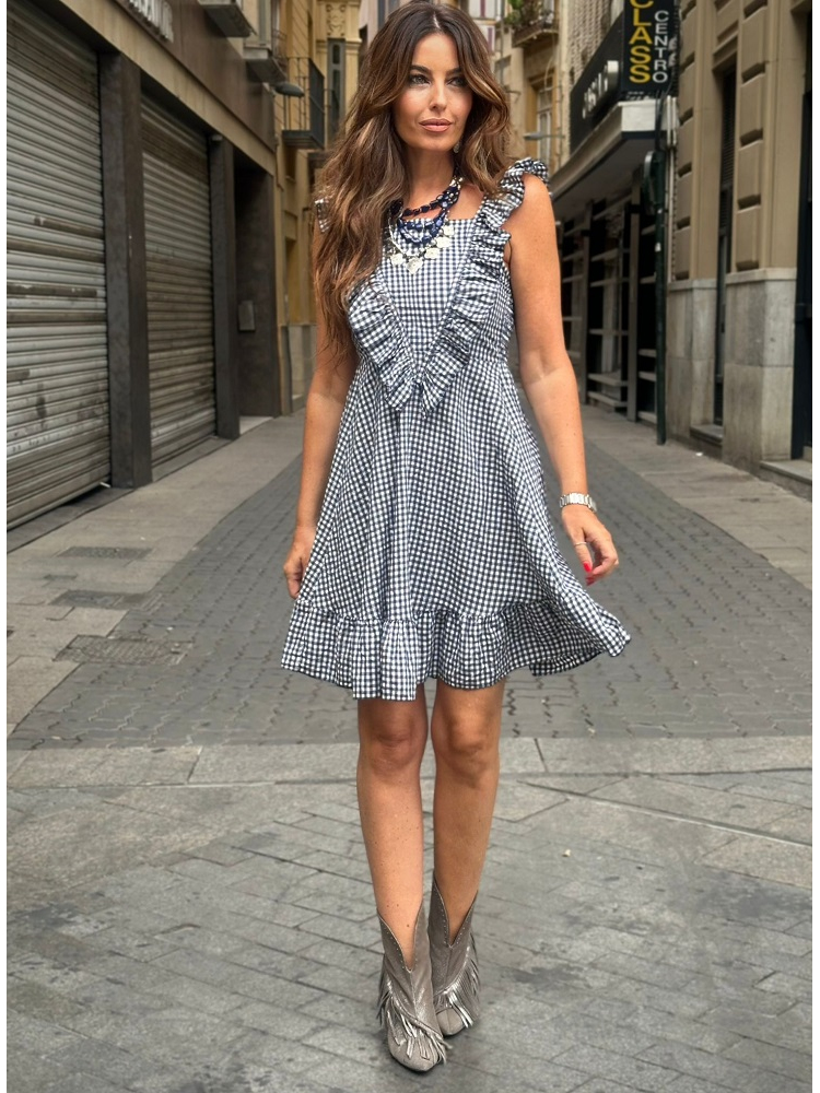 VESTIDO CORTO CUADRO VICHY