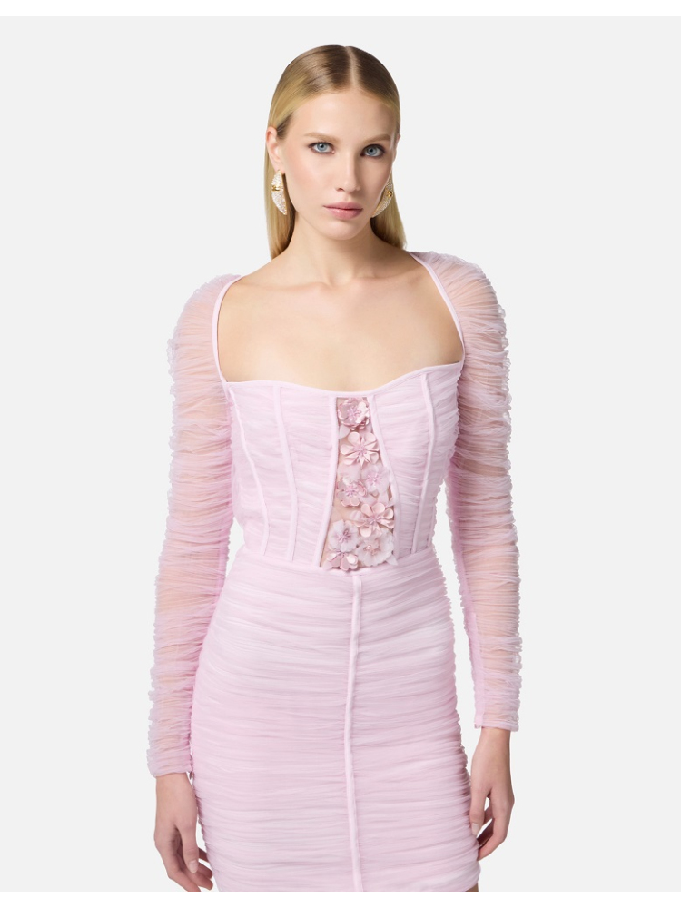 VESTIDO TUL CON FLORES 3D 2