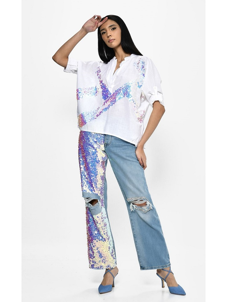 PANTALON VAQUERO LENTEJUELAS