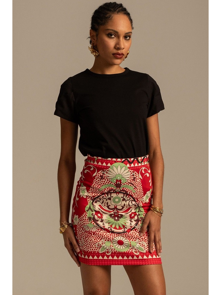 FALDA MINI ESTAMPADA HOJAS/FLORES