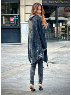 CHAQUETA LARGA CALAVERA STRASS ESPALDA