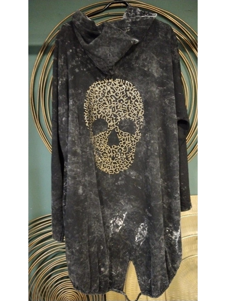 CHAQUETA LARGA CALAVERA STRASS ESPALDA