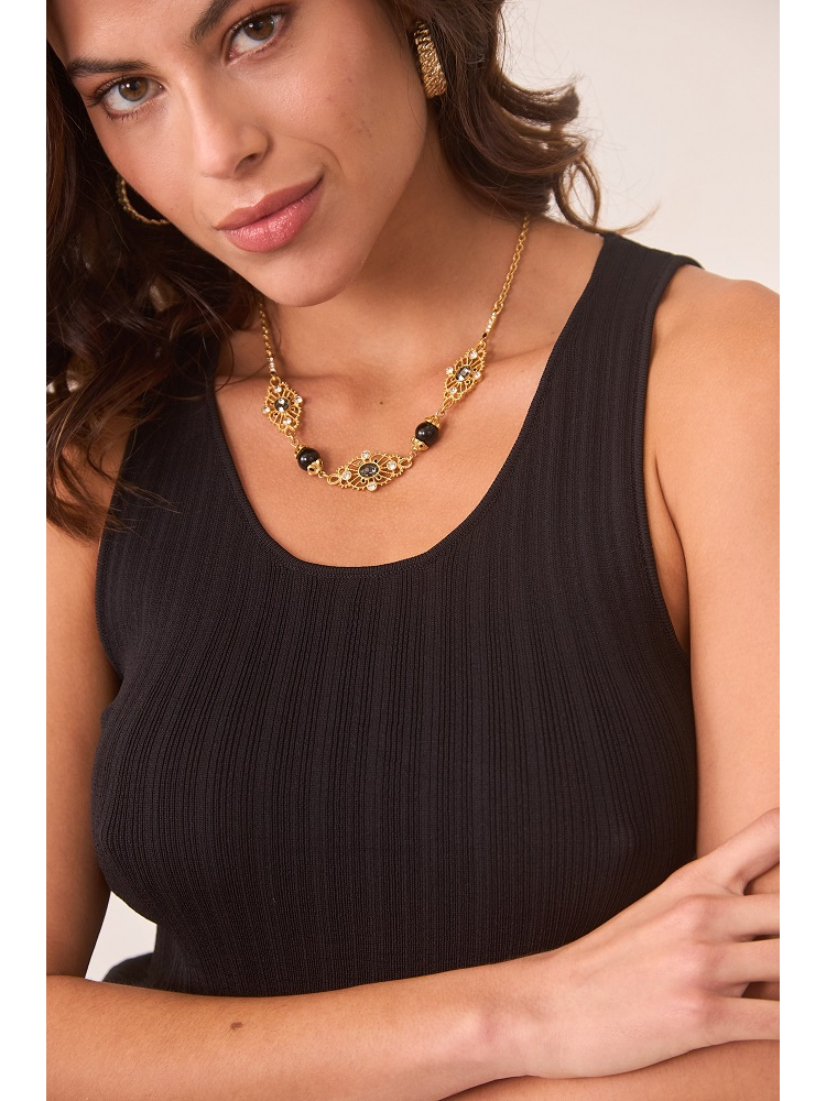COLLAR CON CADENA Y PIEDRAS