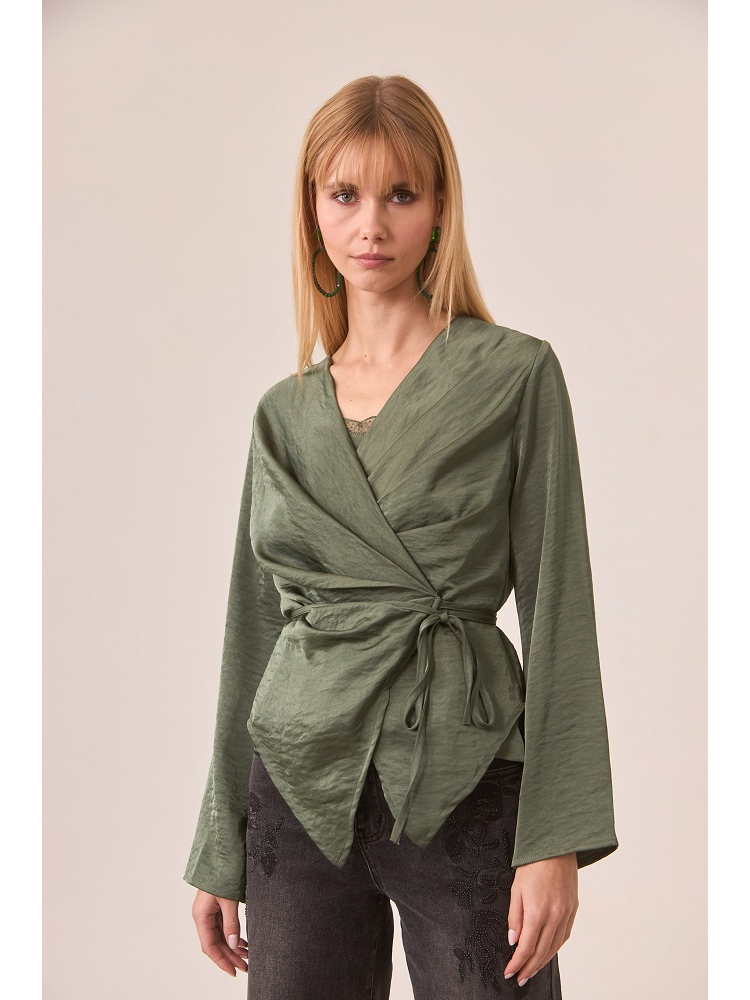 BLUSA CRUZADA SATINADA