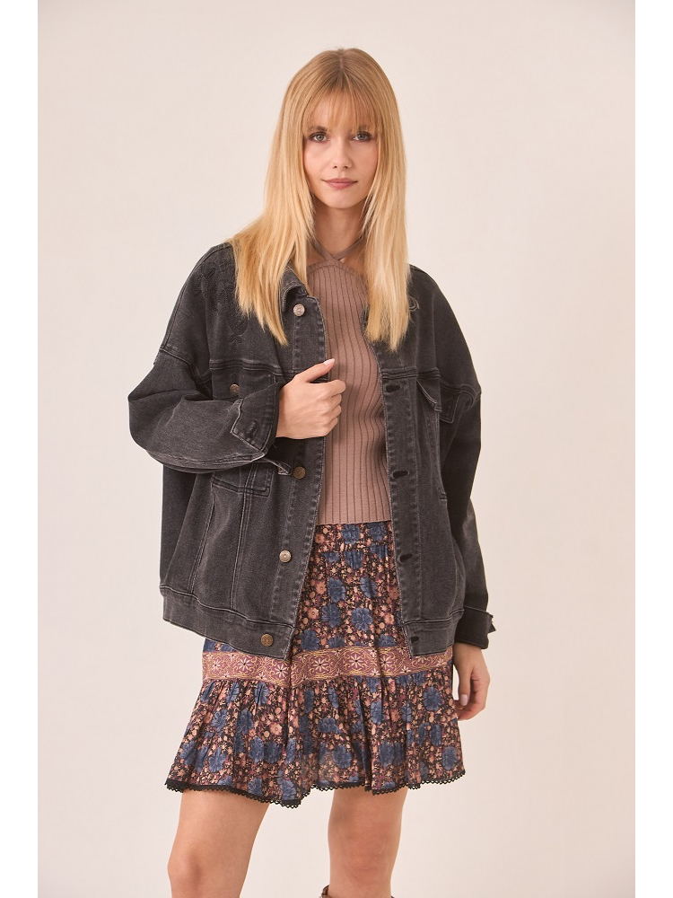 CHAQUETA VAQUERA CON BORDADO FLORAL MANG