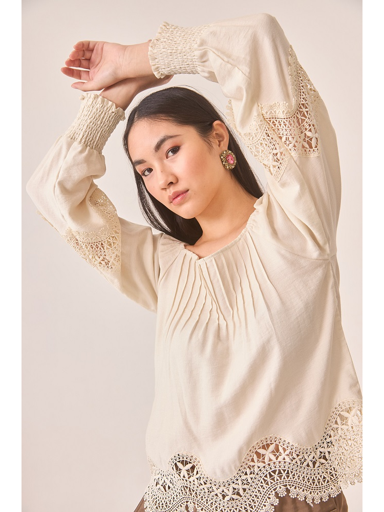 BLUSA VISCOSA MANGAS Y BAJOS GUIPUR 2