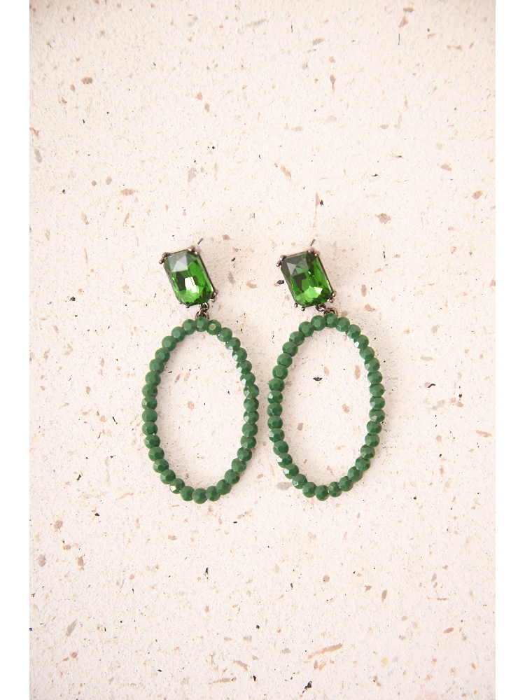 PENDIENTES CON PIEDRA Y FORMA OVALADA