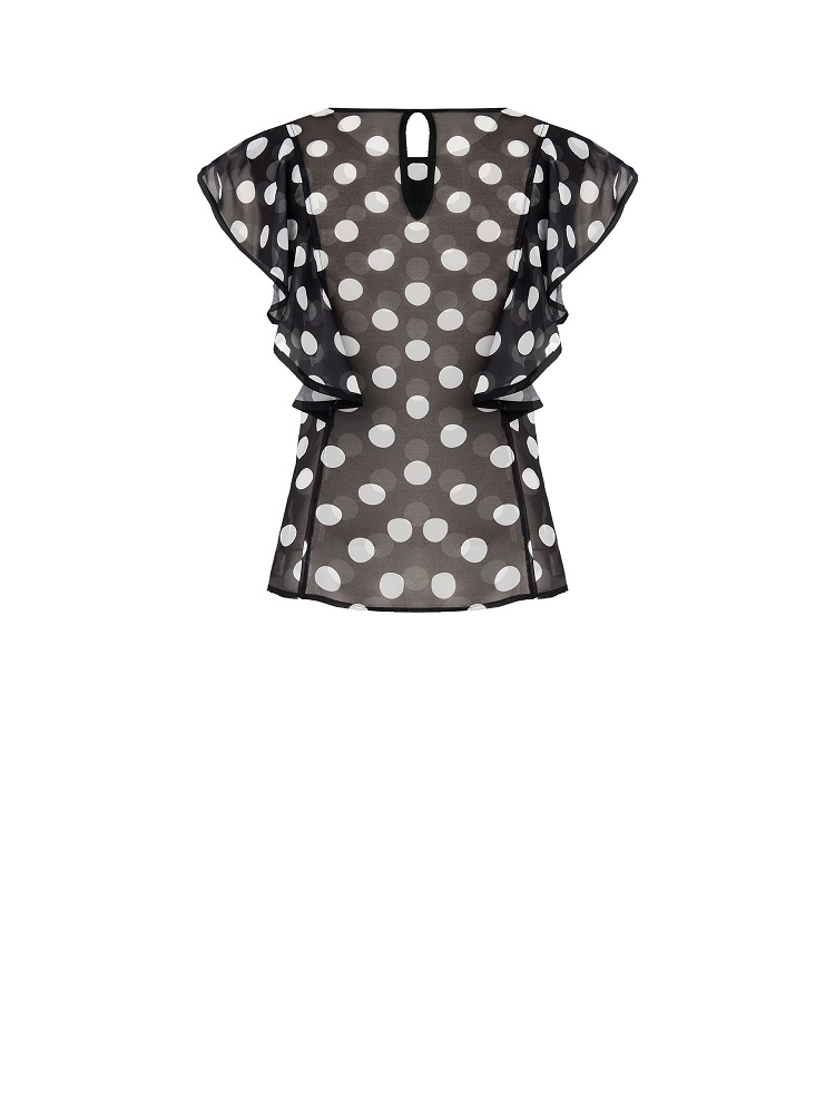 BLUSA GEORGETTE LUNARES Y VOLANTE