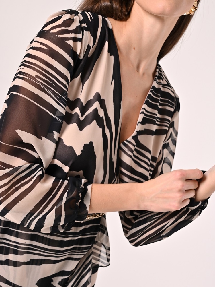 VESTIDO CORTO GASA EST CEBRA