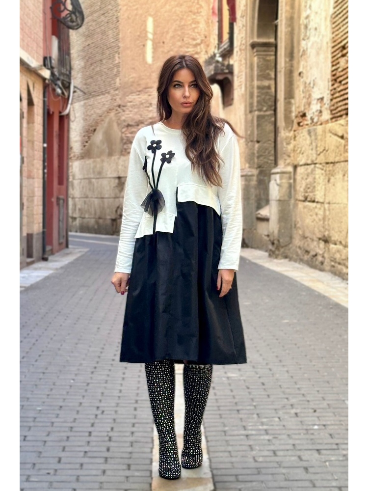 VESTIDO BICOLOR FLORES