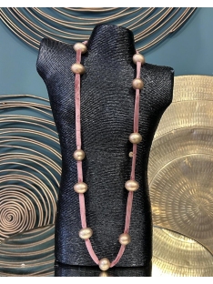 COLLAR LARGO TERCIOPELO CUENTAS
