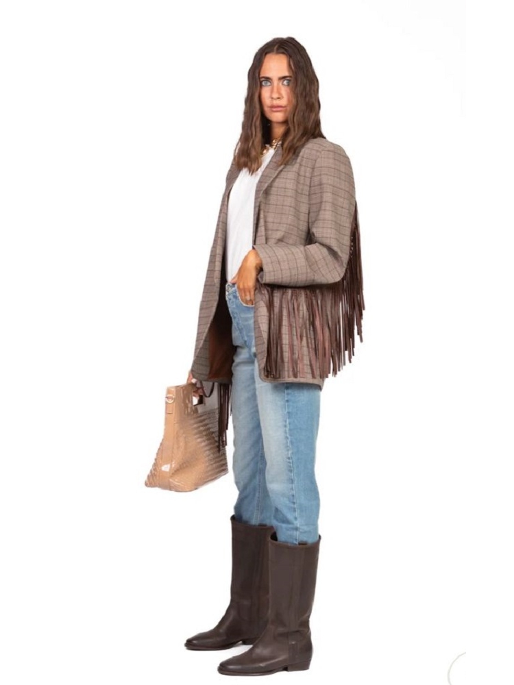 CHAQUETA CUADROS FLECOS