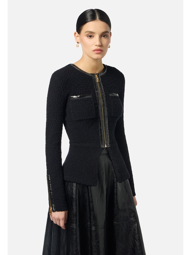CARDIGAN PUNTO BOUCLE DETALLES DE VINILO 2