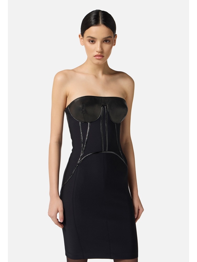 VESTIDO NEOPRENO CON DETALLES TIPO CORSE