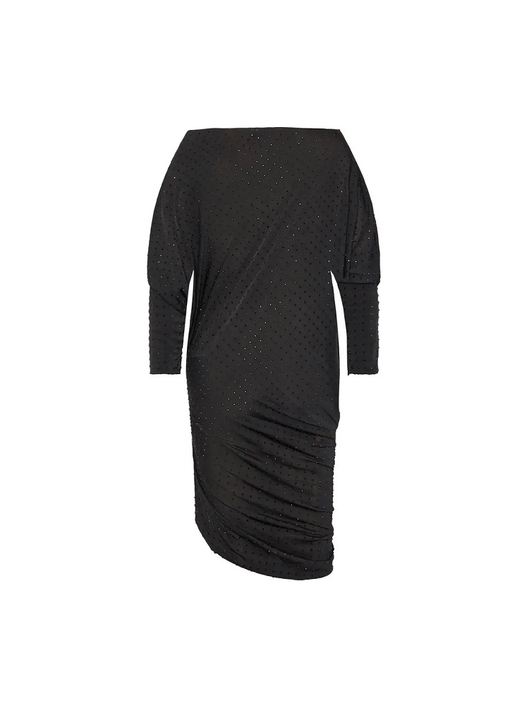 VESTIDO CORTO FRUNCIDO ASIMETRICO