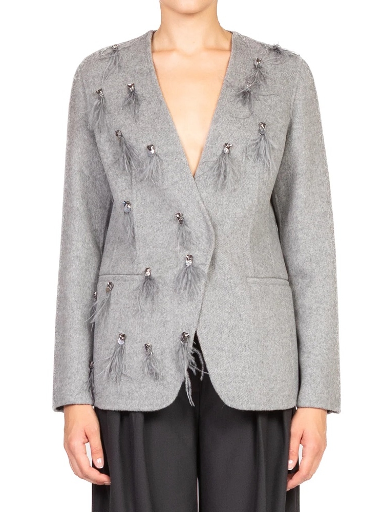 CHAQUETA APLICACIONES PLUMAS