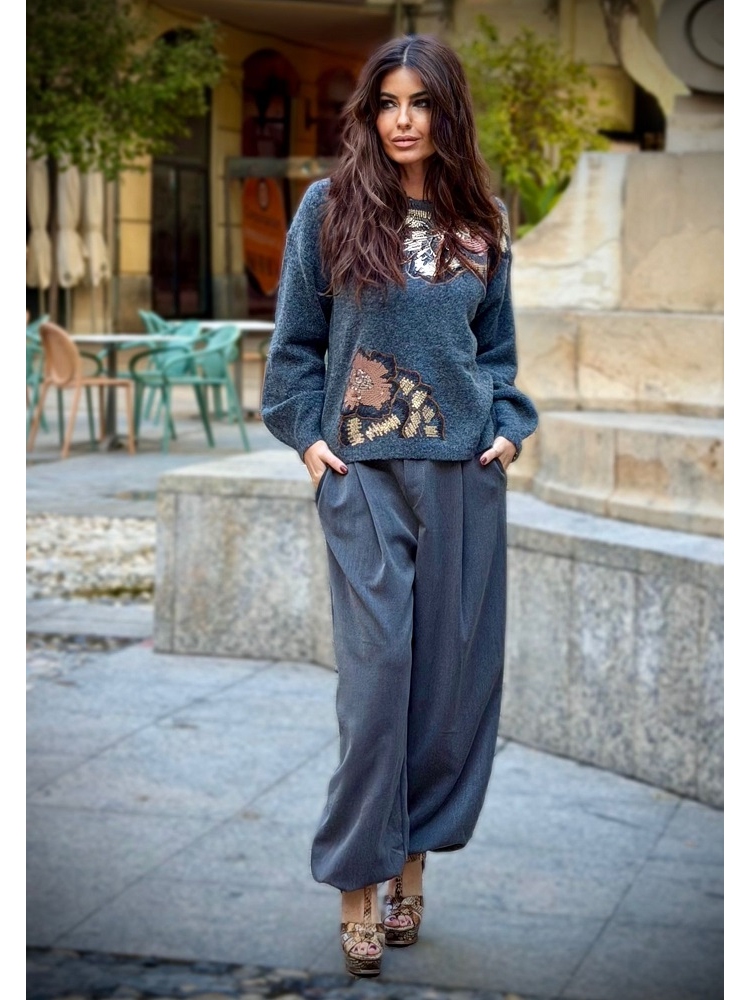 JERSEY C/REDONDO CON FLORES FANTASIA