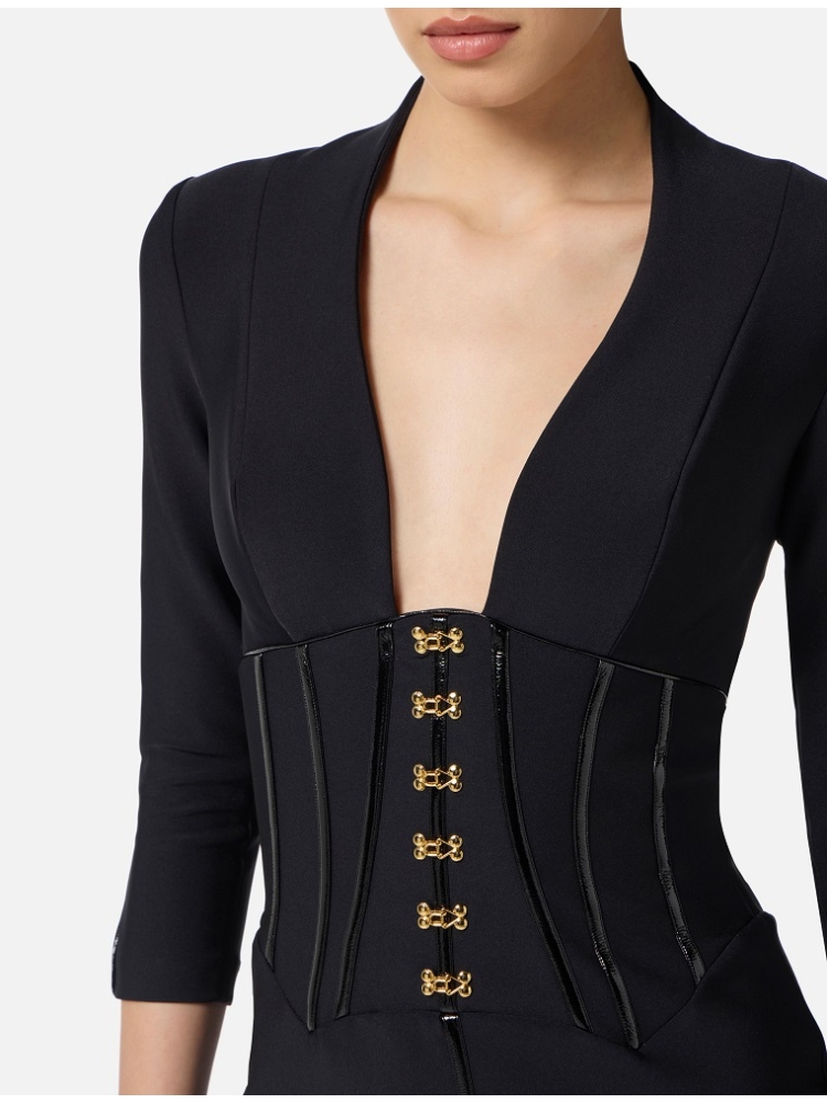 VESTIDO NEOPRENO CON DETALLES TIPO CORSE