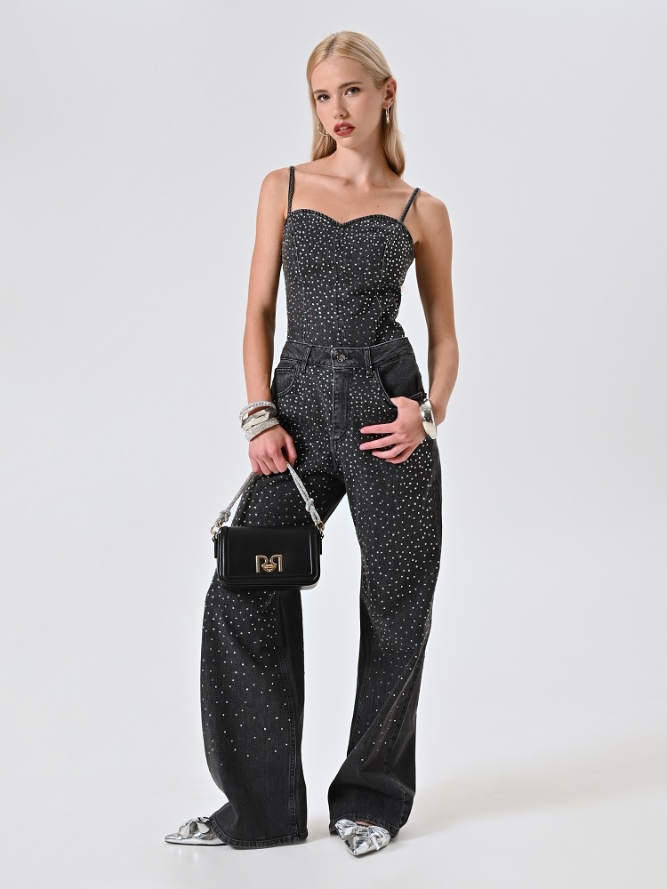 PANTALON VAQUERO PALAZZO CON STRASS