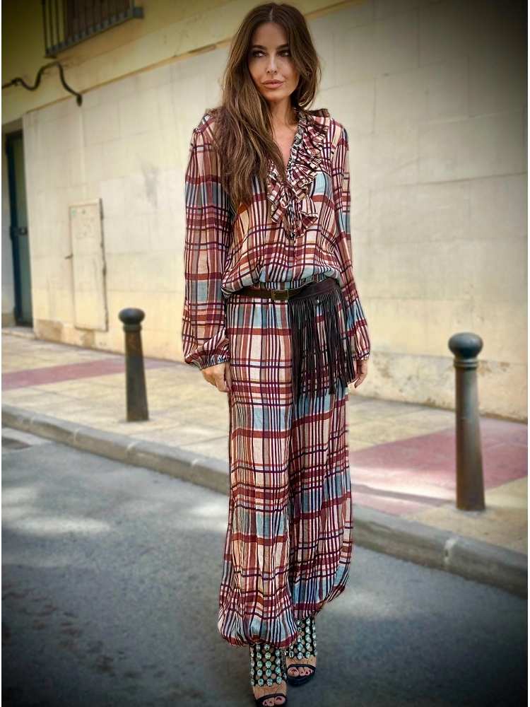 CAMISA CUELLO VOLANTE EST CUADROS