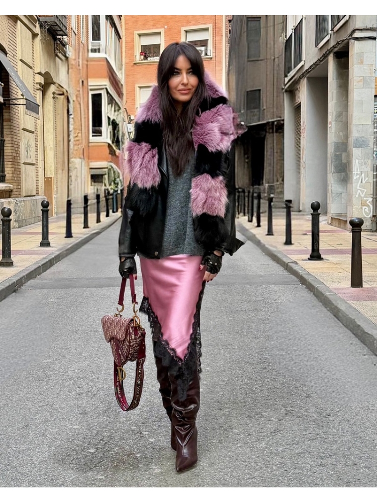 FALDA ASIMETRICA ENCAJE