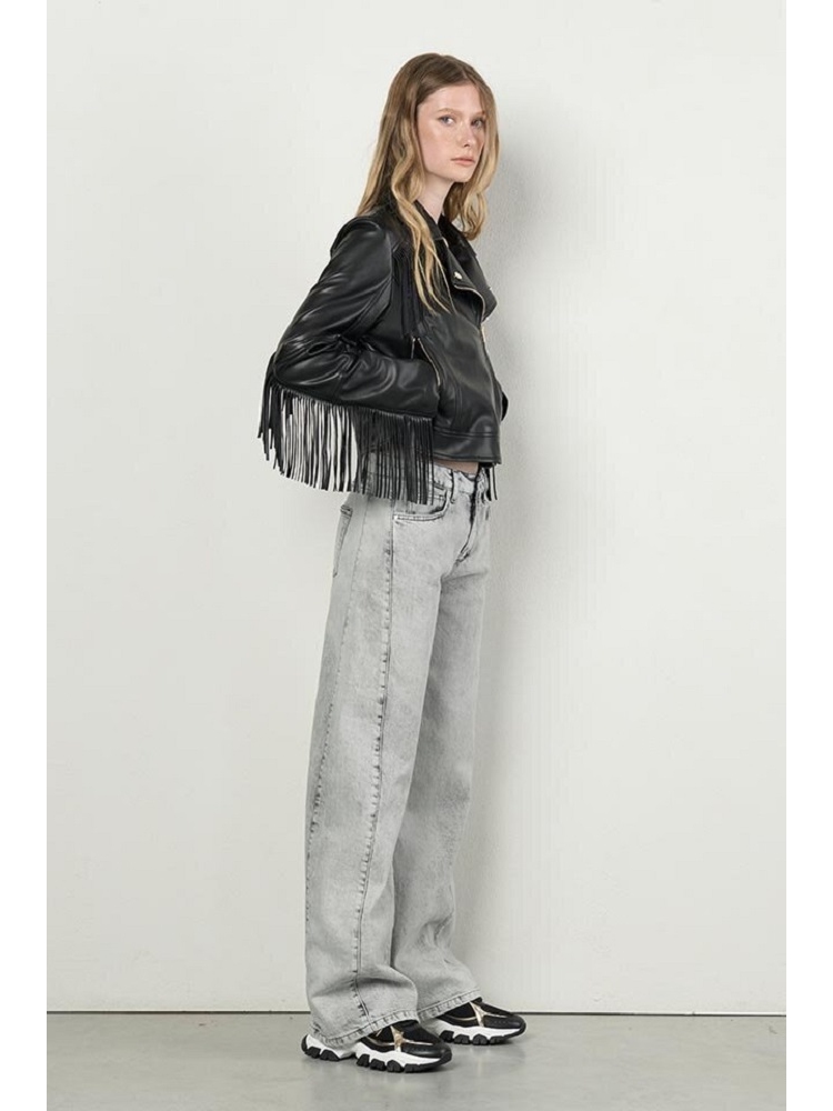 CHAQUETA ECOPIEL CON FLECOS