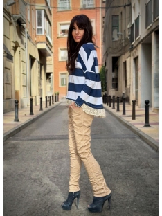 CAMISETA RAYAS ENCAJE