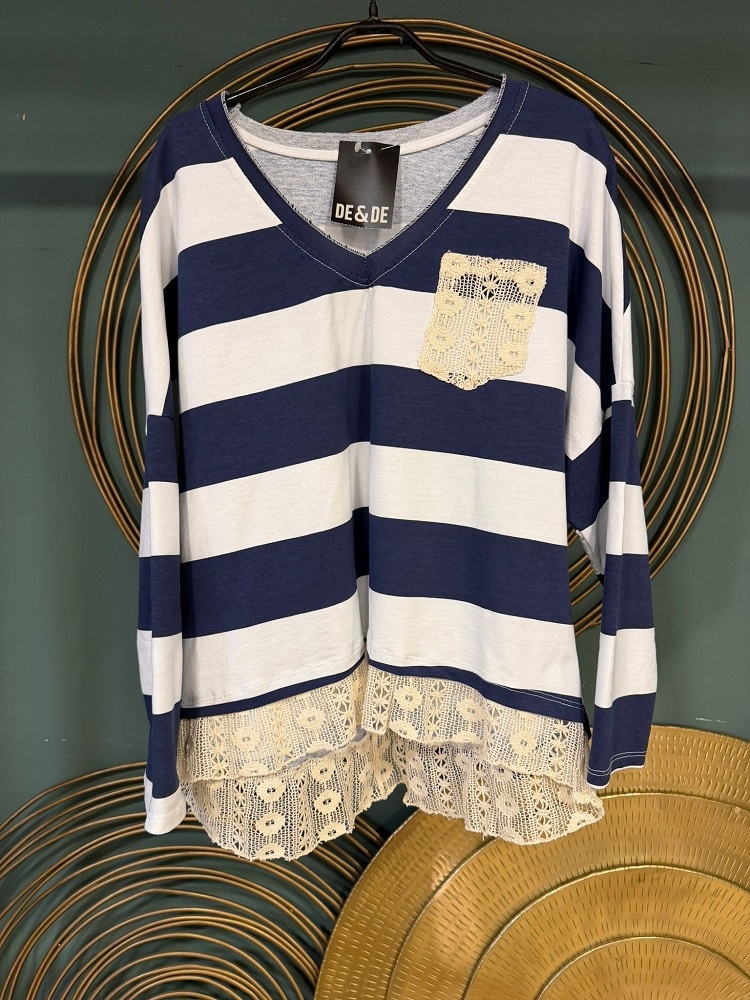 CAMISETA RAYAS ENCAJE 2