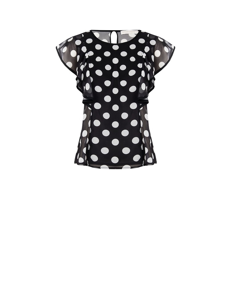 BLUSA GEORGETTE LUNARES Y VOLANTE