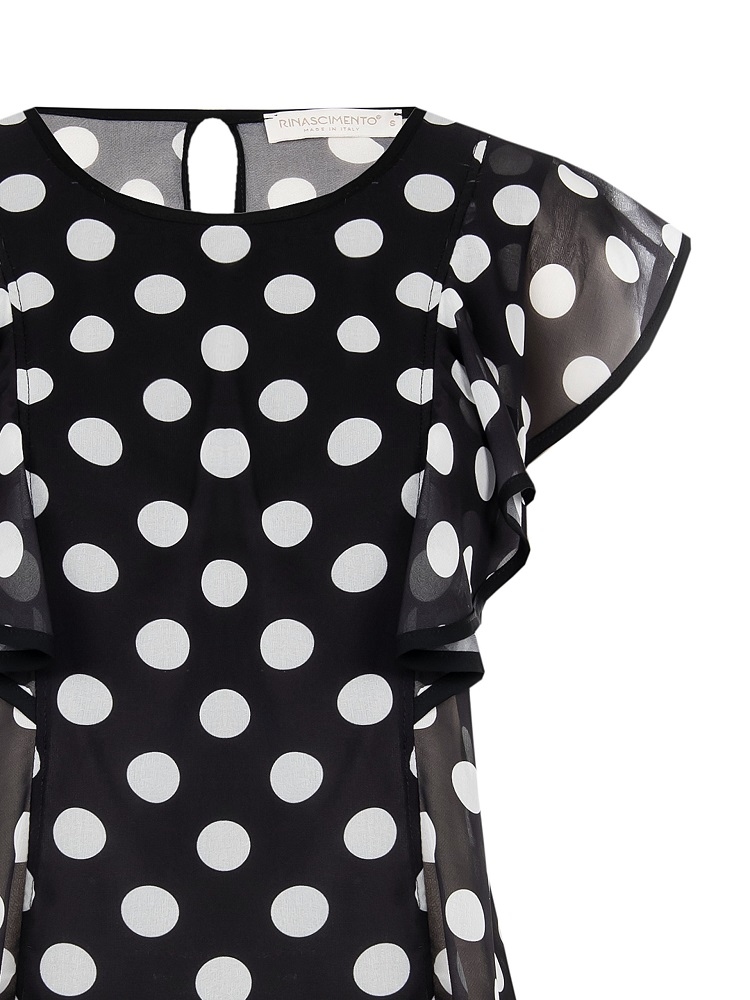 BLUSA GEORGETTE LUNARES Y VOLANTE 2