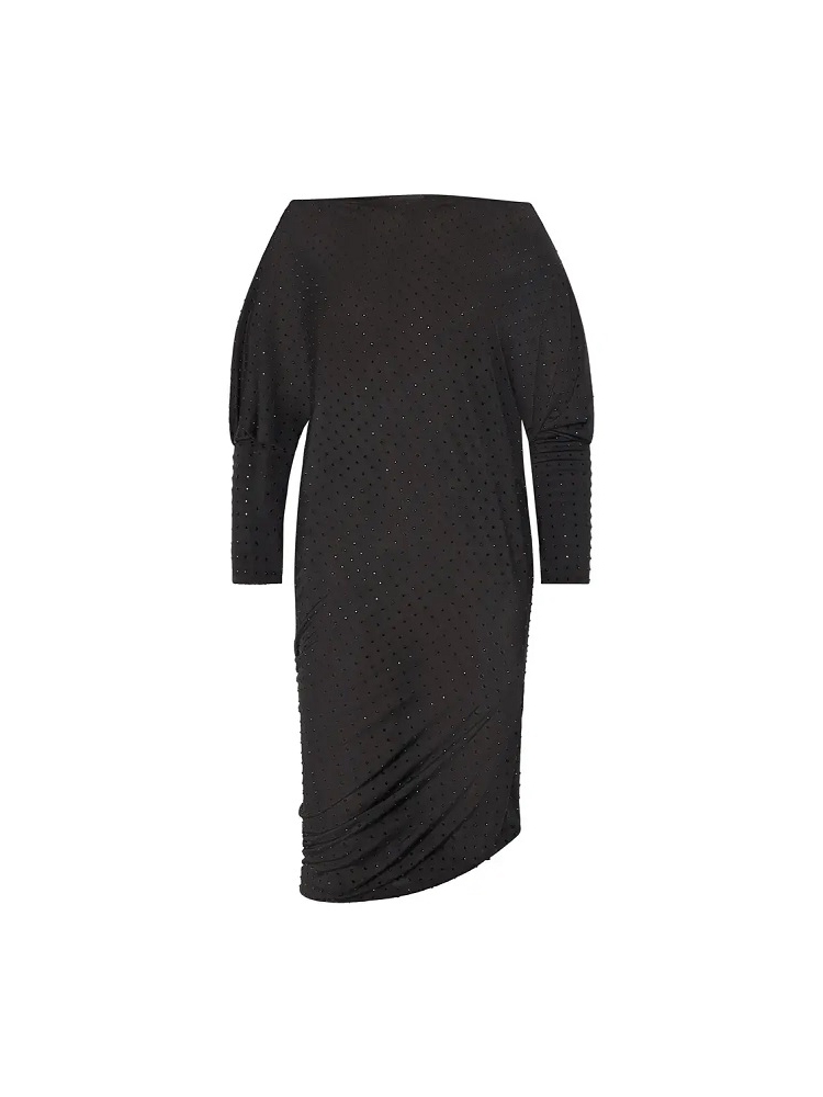 VESTIDO CORTO FRUNCIDO ASIMETRICO