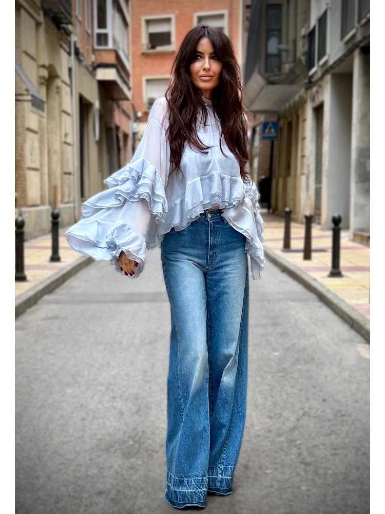 BLUSA GASA M/VOLANTES