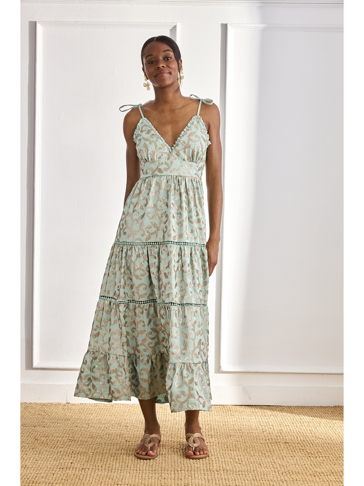 VESTIDO LARGO TIRANTES ESC.PICO LENTEJUE 2