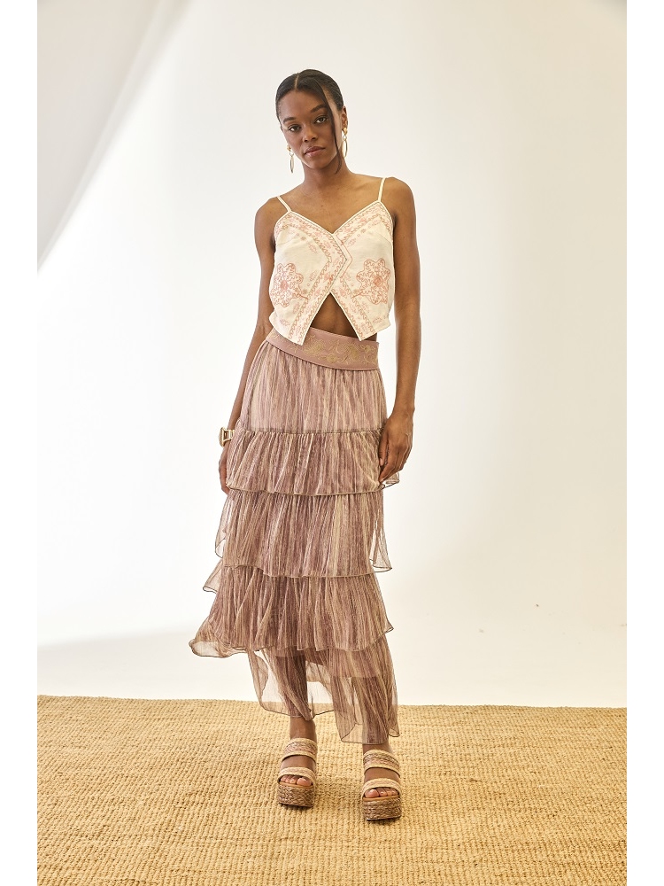 FALDA LARGA CON VOLANTES