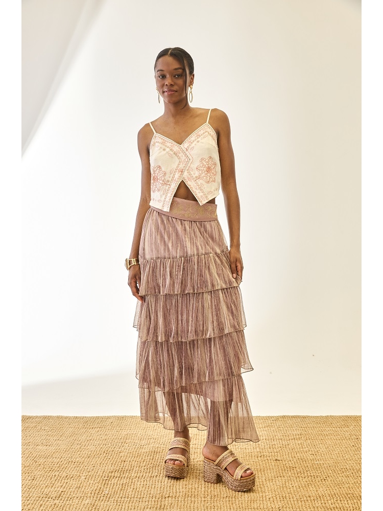 FALDA LARGA CON VOLANTES