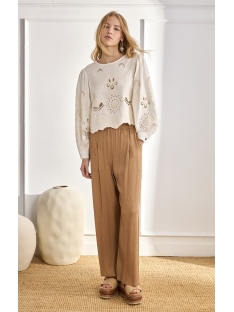 BLUSA LINO CON CALADOS Y ESCOTE REDONDO