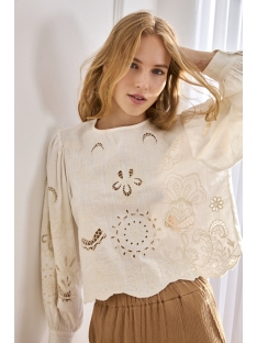 BLUSA LINO CON CALADOS Y ESCOTE REDONDO