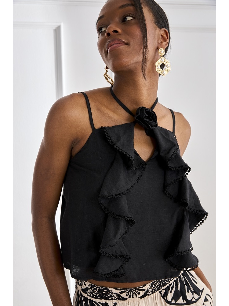 TOP VISCOSA TRIANTES CON VOLANTES EN ESC