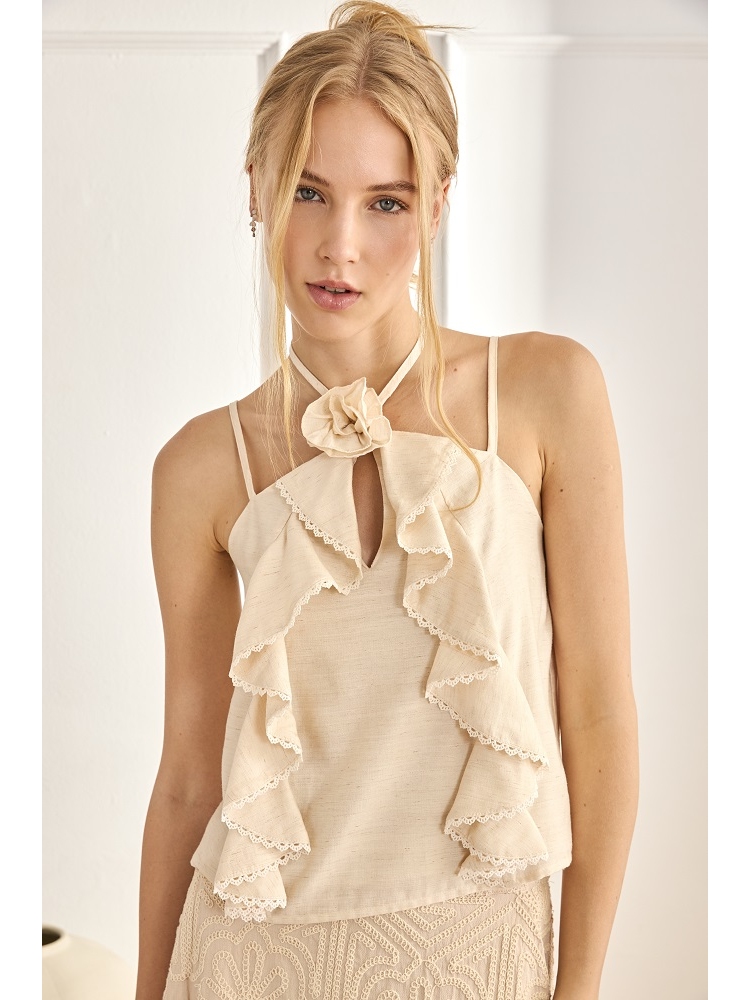 TOP VISCOSA TRIANTES CON VOLANTES EN ESC