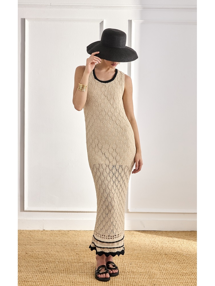 VESTIDO PUNTO VISCOSA Y VOLANTES BICOLOR