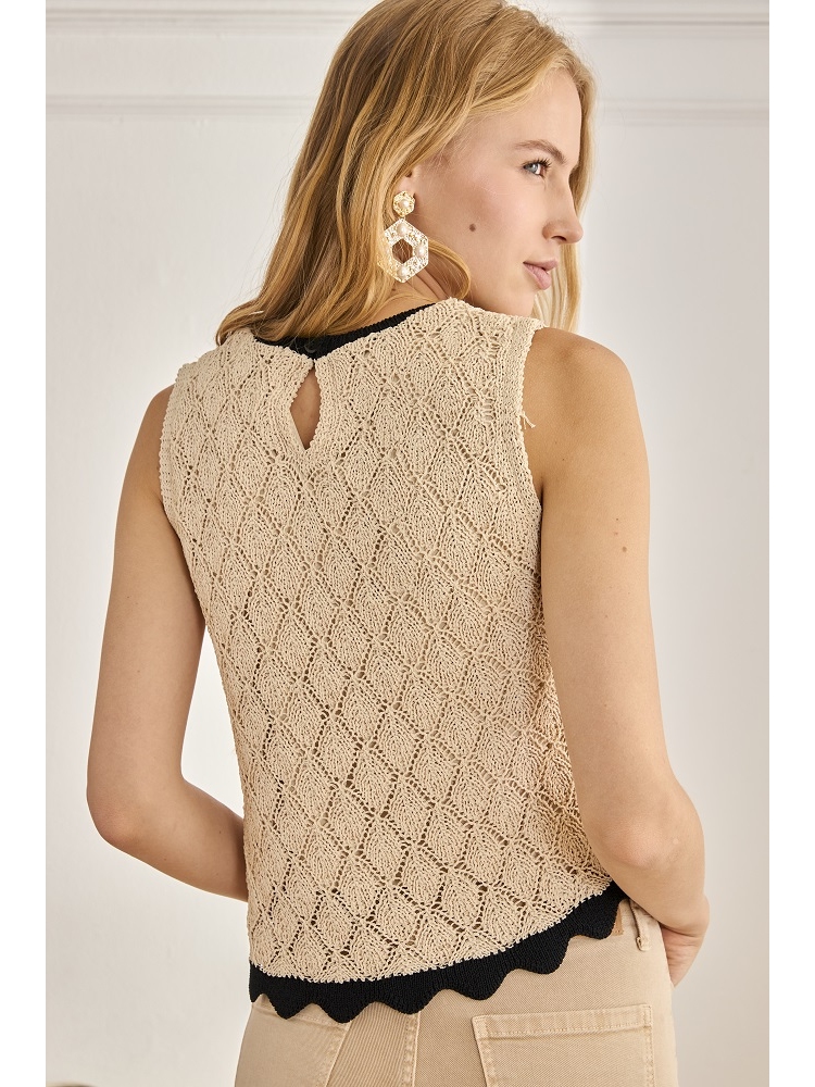 TOP PUNTO VISCOSA BICOLOR VOLANTES