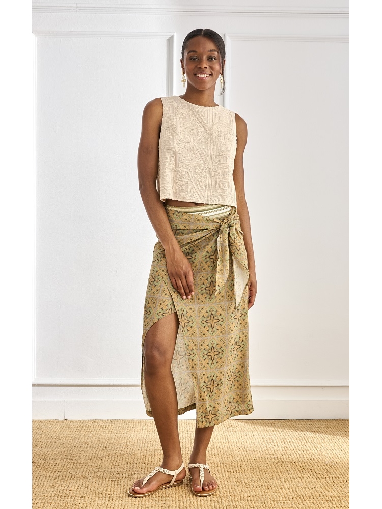 FALDA VISCOSA EST CON ANUDADO EN DELANTE