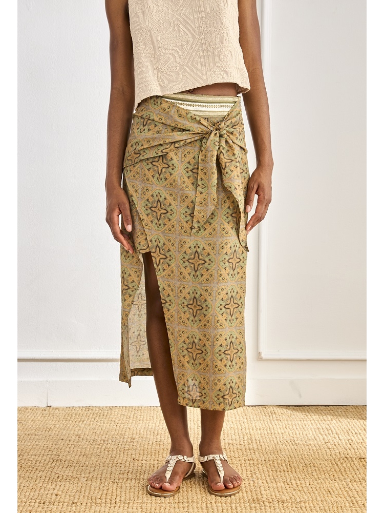 FALDA VISCOSA EST CON ANUDADO EN DELANTE